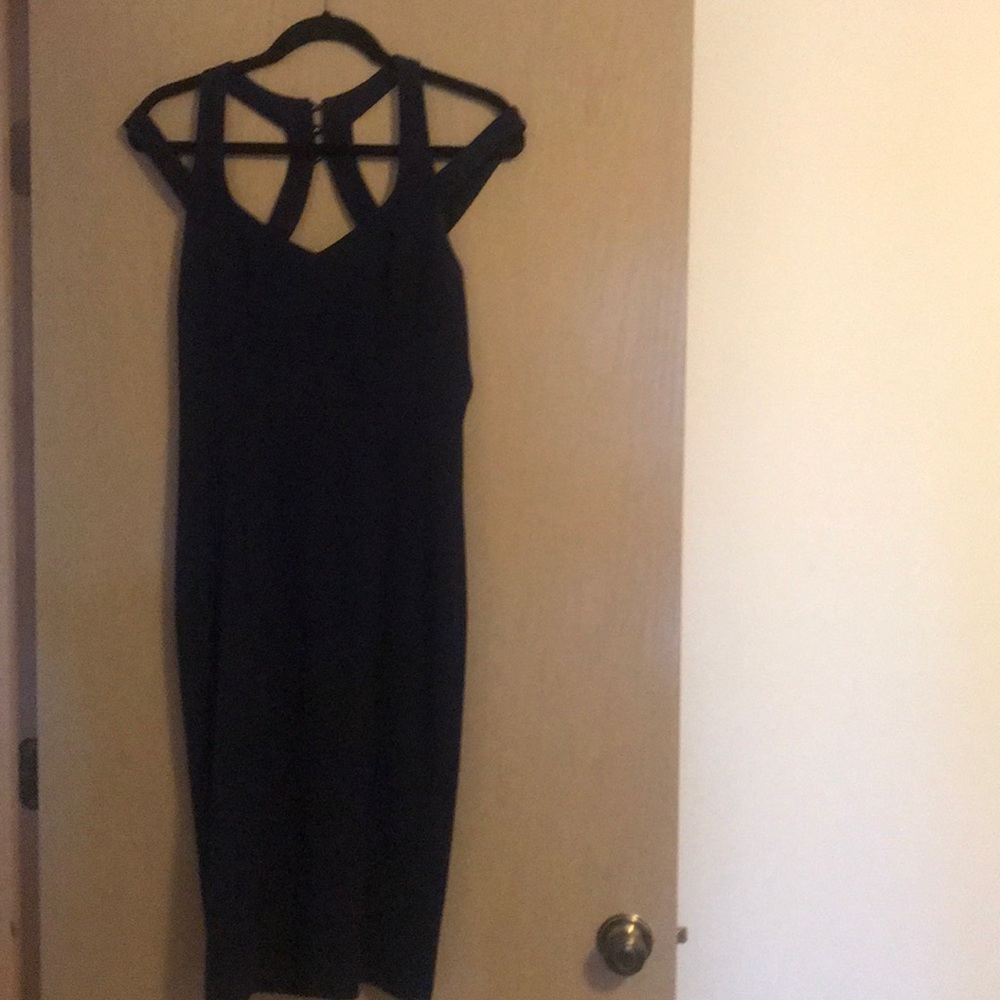 Navy Open Back Midi Dress
